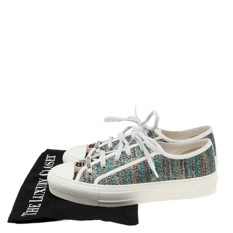 Pre Owned Dior Multicolor Metallic Foil Fabric Walk'n'Dior Low-Top Sneakers Size 38