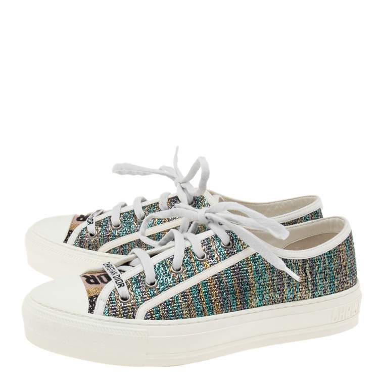 Pre Owned Dior Multicolor Metallic Foil Fabric Walk'n'Dior Low-Top Sneakers Size 38