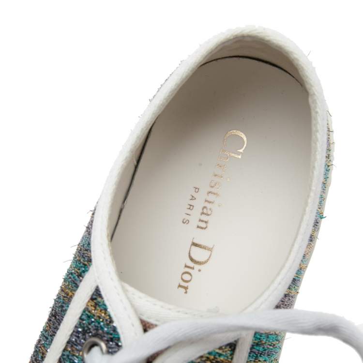 Pre Owned Dior Multicolor Metallic Foil Fabric Walk'n'Dior Low-Top Sneakers Size 38