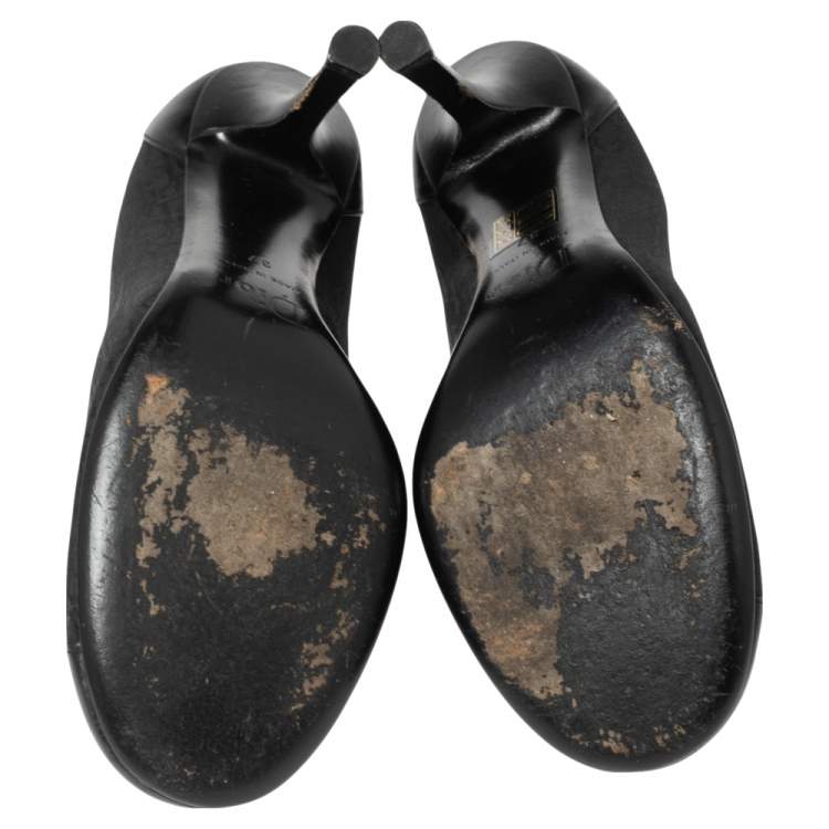 مملوكة مسبقًا Dior Black Canvas  And Leather Embellished Pumps Size 37
