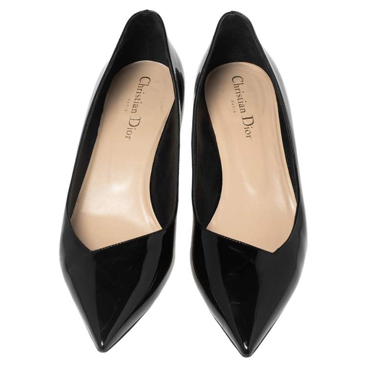 Pre Owned Dior Black Patent Leather Pointed-Toe Pumps Size 39