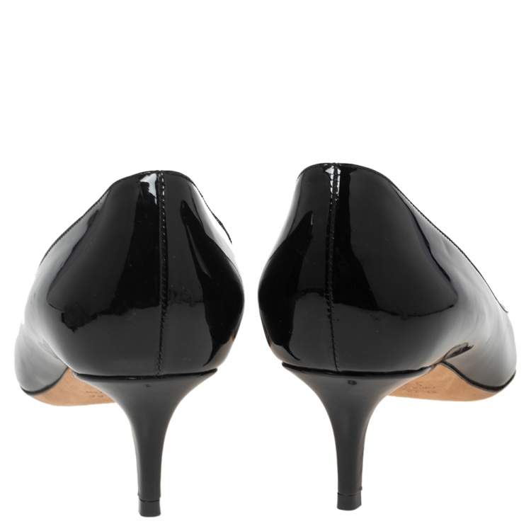 Pre Owned Dior Black Patent Leather Pointed-Toe Pumps Size 39