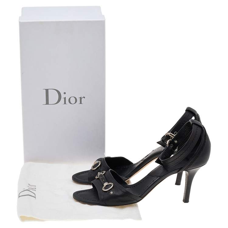 Pre Owned Dior Black Leather Open Toe Ankle Strap Sandals Size 38