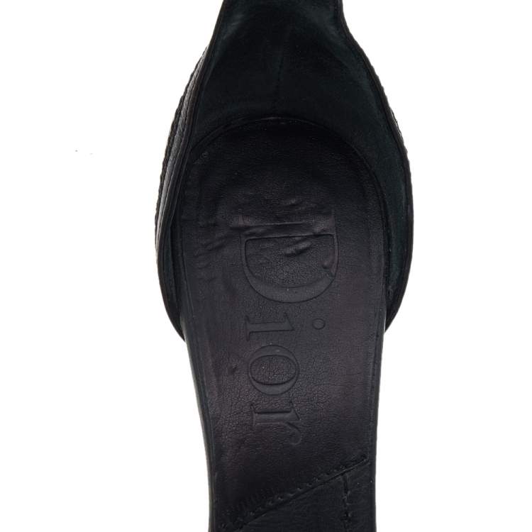 Pre Owned Dior Black Leather Open Toe Ankle Strap Sandals Size 38