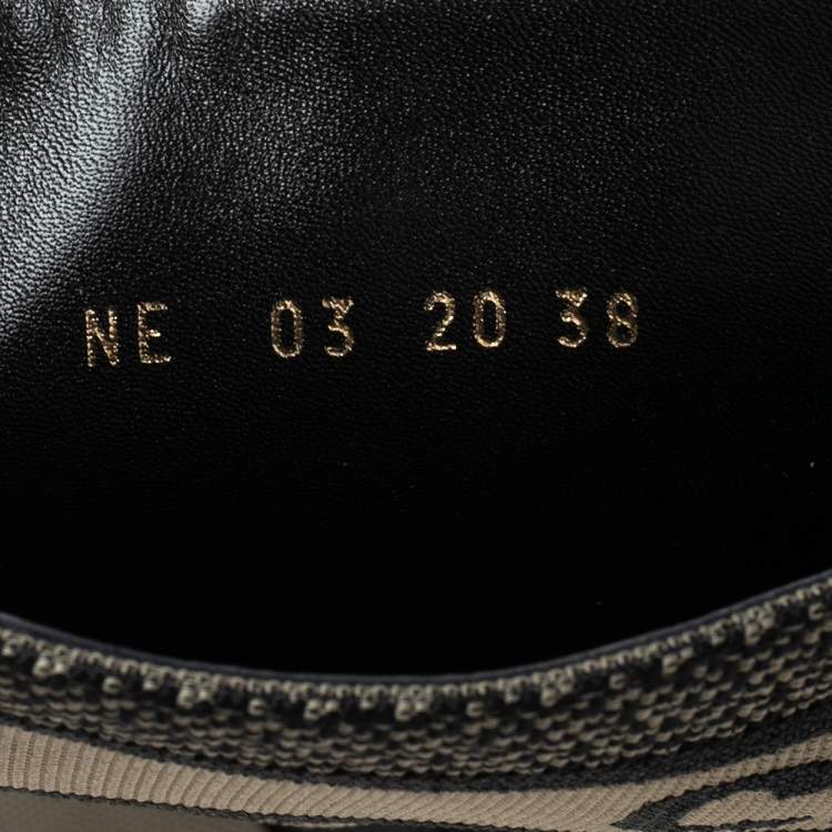 Pre Owned Dior Black/Army Green Leather and Canvas D-Major Mid-Calf Boots Size 38