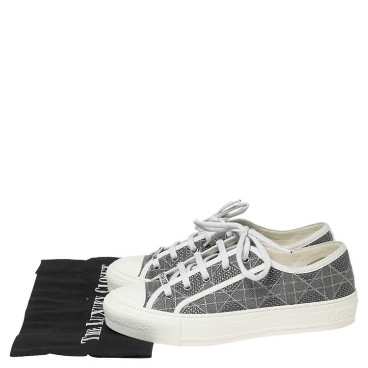 Pre Owned Dior Grey Canvas Walk'n'Dior Low-Top Sneakers Size 38