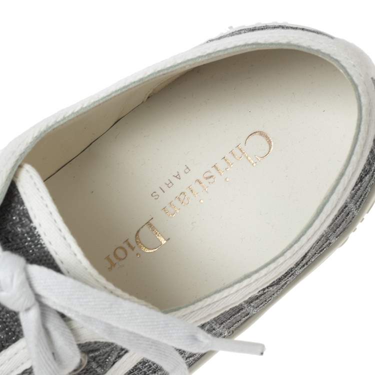 Pre Owned Dior Grey Canvas Walk'n'Dior Low-Top Sneakers Size 38