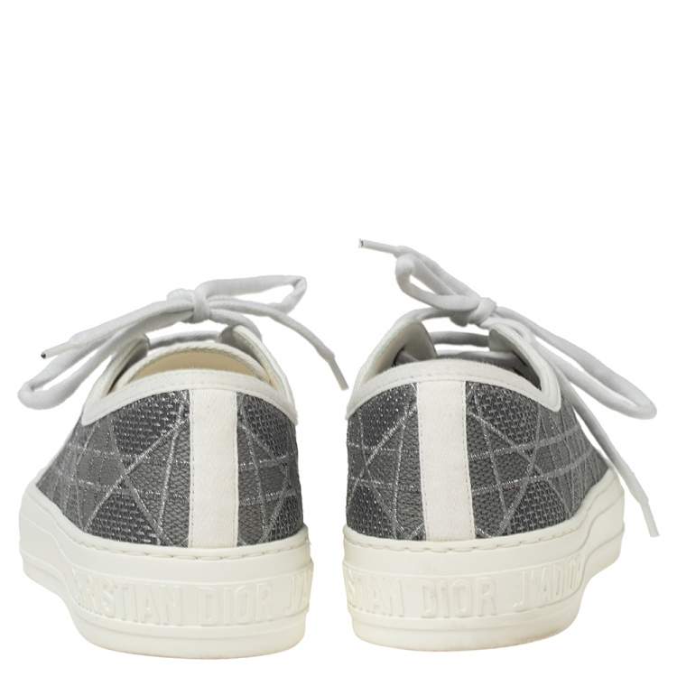 Pre Owned Dior Grey Canvas Walk'n'Dior Low-Top Sneakers Size 38