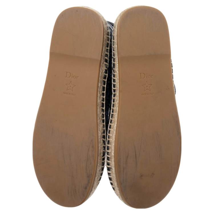 مملوكة مسبقًا DIOR Navy Blue/Beige Oblique Velvet Granville Espadrille Ankle Boots Size 38