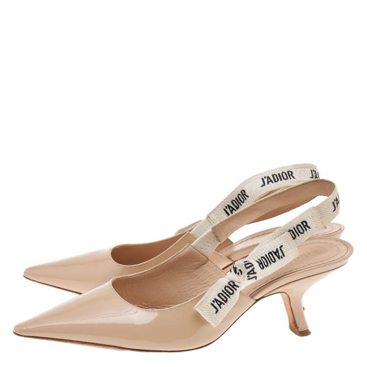 Pre Owned Dior Beige Patent Leather J'Adior Slingback Sandals Size 37