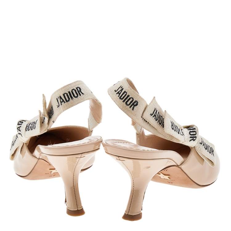 Pre Owned Dior Beige Patent Leather J'Adior Slingback Sandals Size 37