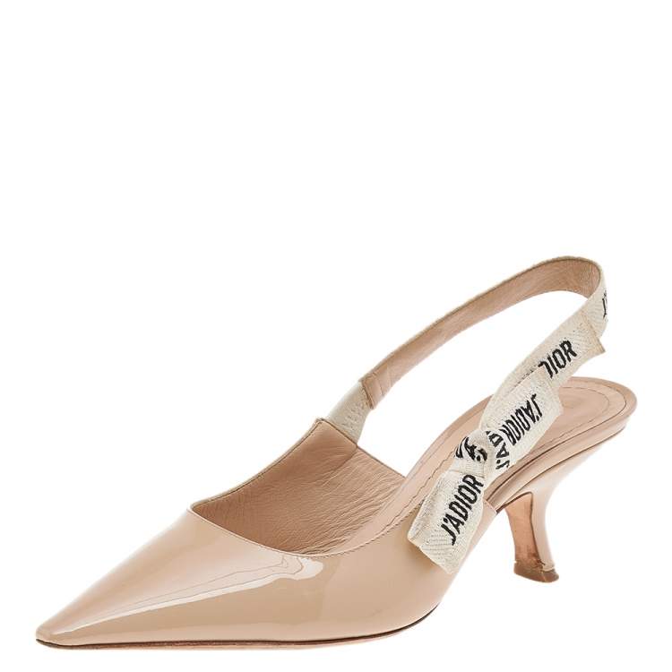 Pre Owned Dior Beige Patent Leather J'Adior Slingback Sandals Size 37
