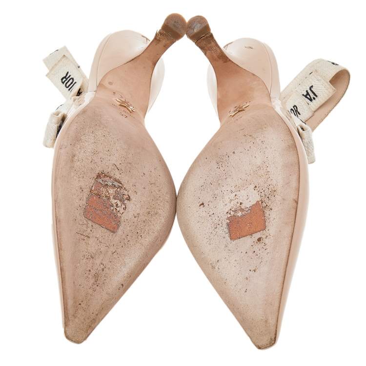 Pre Owned Dior Beige Patent Leather J'Adior Slingback Sandals Size 37