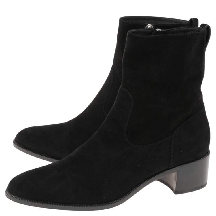 مملوكة مسبقًا Dior Black Suede Zip Ankle Boots Size 39.5