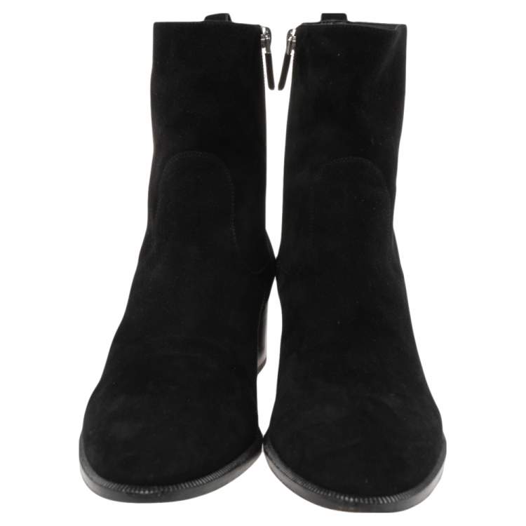 مملوكة مسبقًا Dior Black Suede Zip Ankle Boots Size 39.5