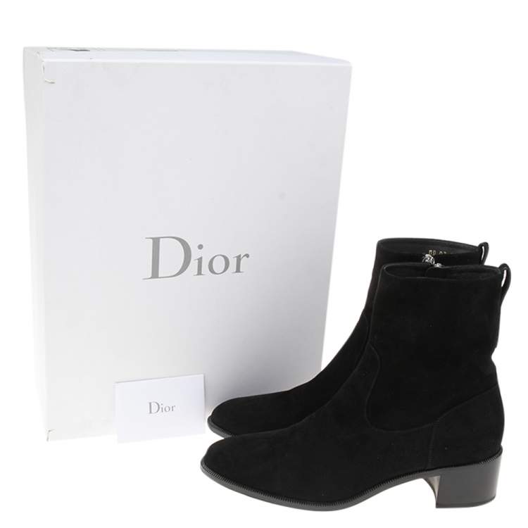 مملوكة مسبقًا Dior Black Suede Zip Ankle Boots Size 39.5