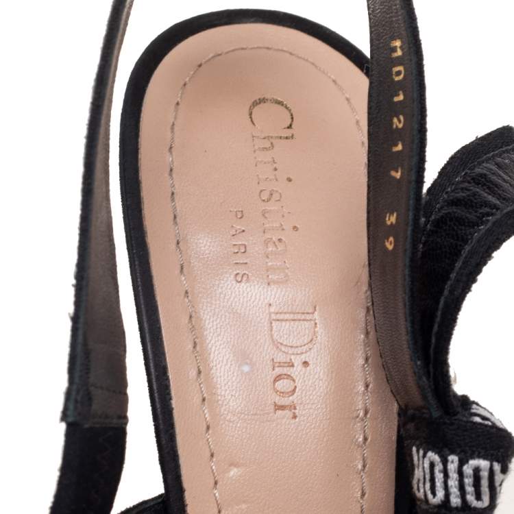Pre Owned Dior Black Mesh And Suede J'adior Pointed Toe Slingback Sandals Size 39