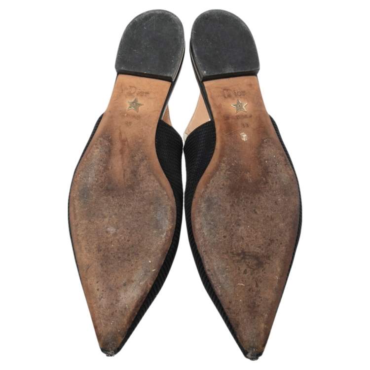 مملوكة مسبقًا Dior Black Fabric J'adior Slingback Flat Sandals Size 39 