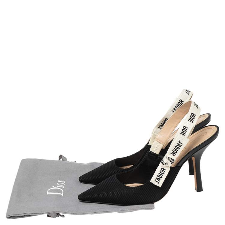 Pre Owned Dior Black Canvas J'adior Slingback Pumps Size 39.5