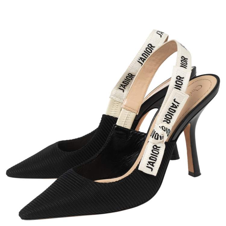 Pre Owned Dior Black Canvas J'adior Slingback Pumps Size 39.5