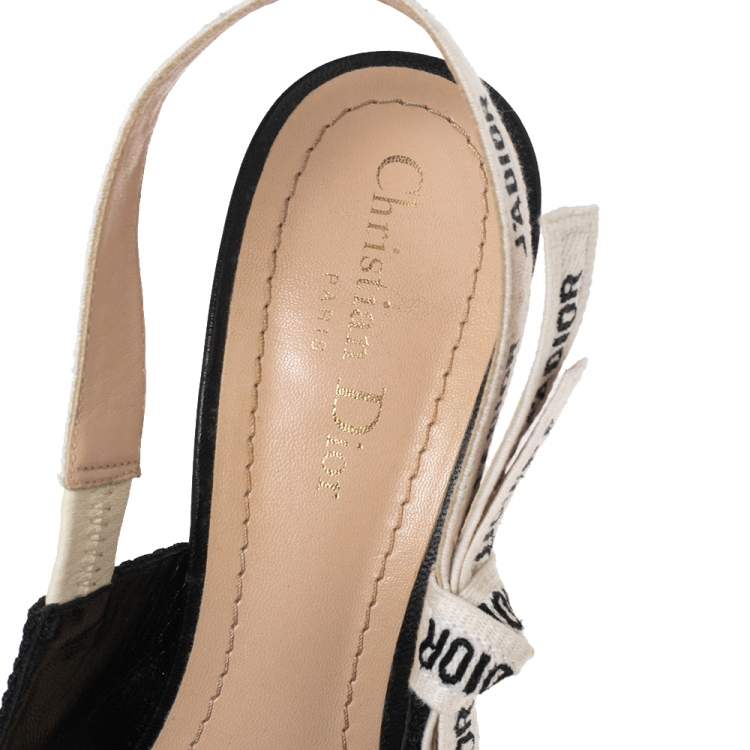 Pre Owned Dior Black Canvas J'adior Slingback Pumps Size 39.5