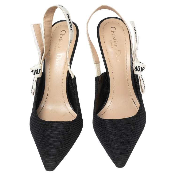 Pre Owned Dior Black Canvas J'adior Slingback Pumps Size 39.5