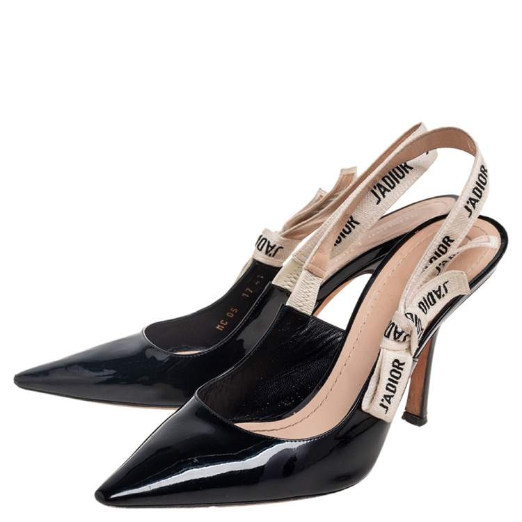 Pre Owned Dior Black Patent Leather J'adior Slingback Sandals Size 41
