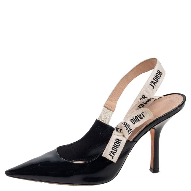 Pre Owned Dior Black Patent Leather J'adior Slingback Sandals Size 41