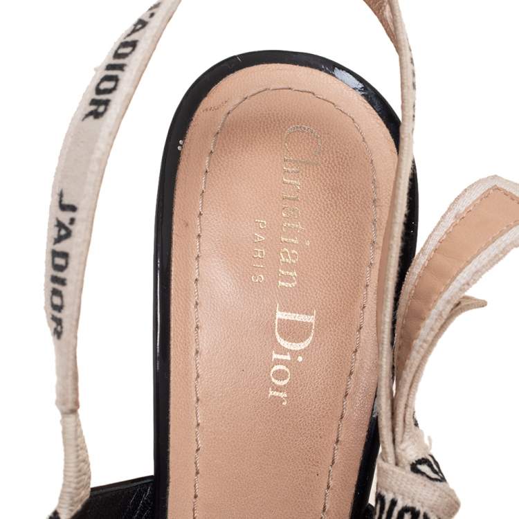 Pre Owned Dior Black Patent Leather J'adior Slingback Sandals Size 41