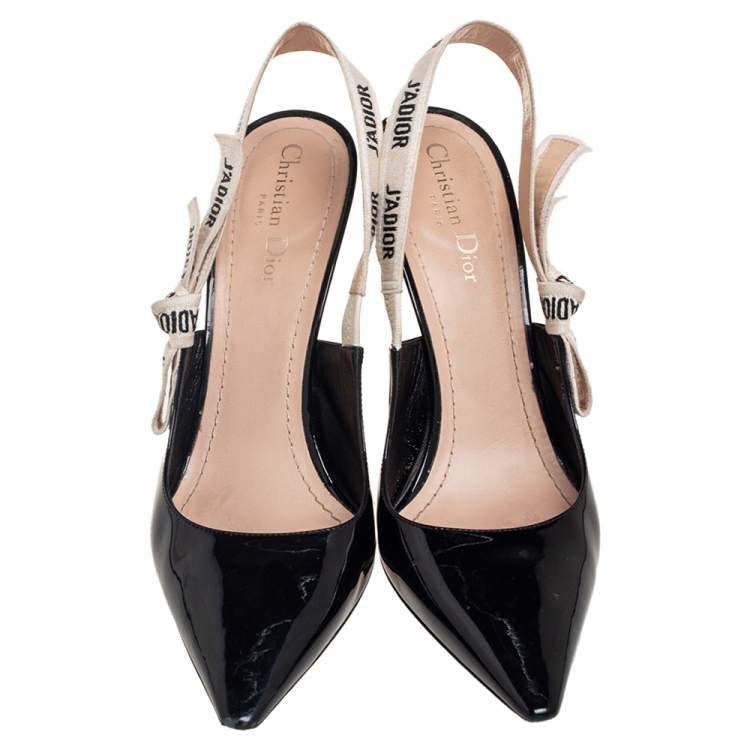 Pre Owned Dior Black Patent Leather J'adior Slingback Sandals Size 41