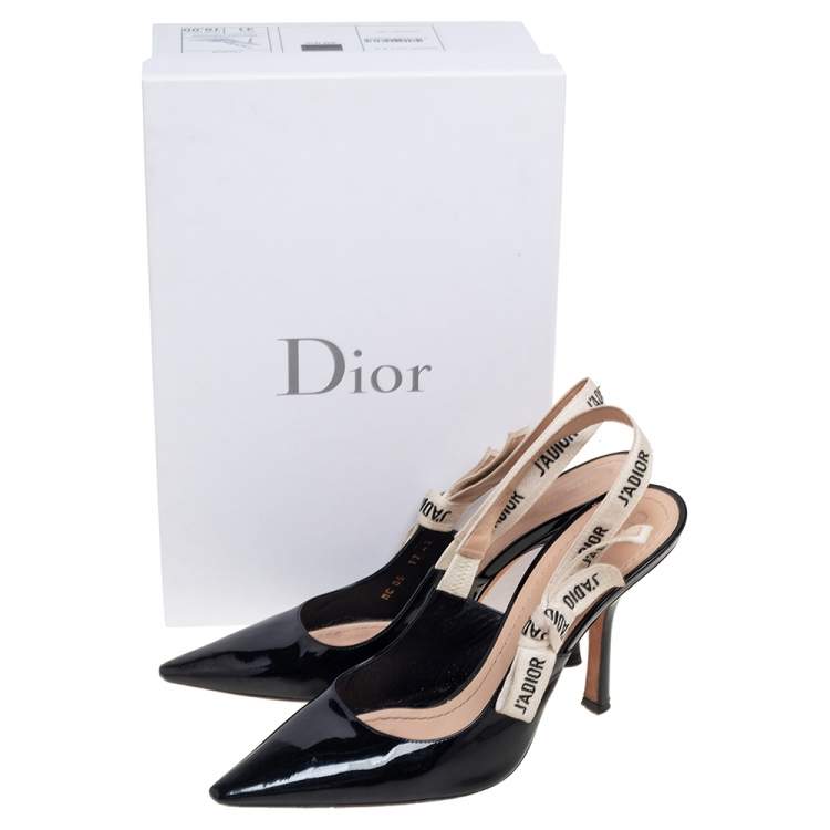 Pre Owned Dior Black Patent Leather J'adior Slingback Sandals Size 41