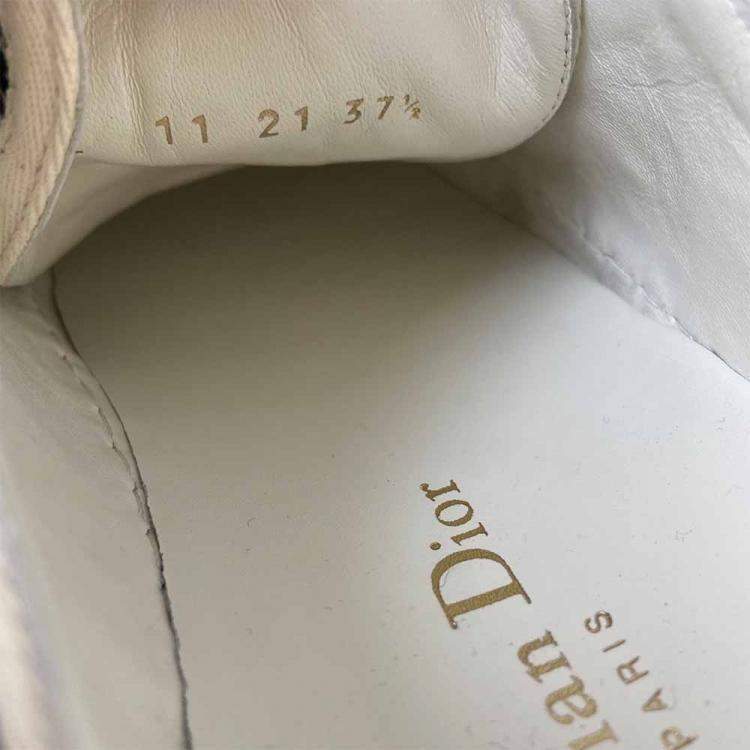Pre Owned Dior Blue Oblique Embroidered Canvas Sneakers EU 37.5