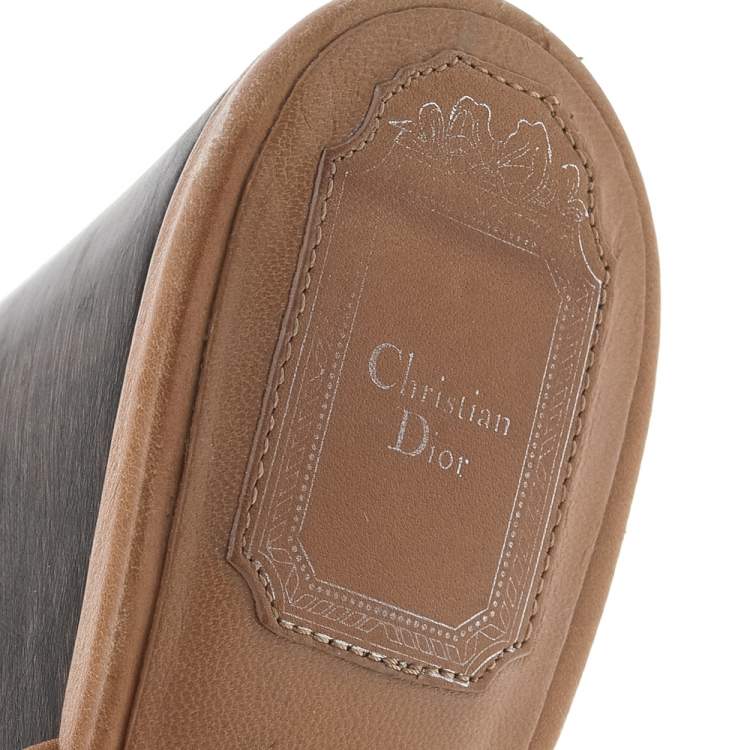 Pre Owned Dior Beige Leather Snake Embellished Wedge Platform Sandals Size 38.5