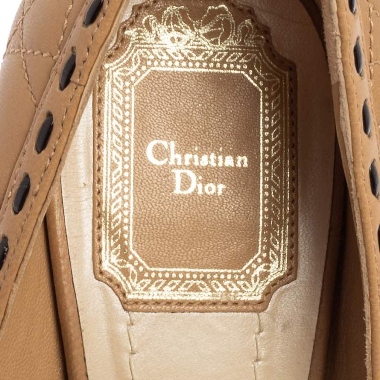 Pre Owned Dior Beige Leather Idyll Peep Toe Pumps Size 40