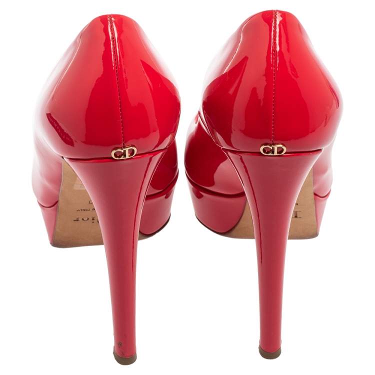 Pre Owned Dior Pink Patent Leather Peep Toe Pumps Size 40