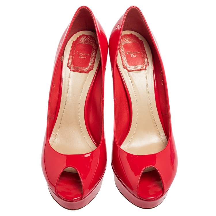 Pre Owned Dior Pink Patent Leather Peep Toe Pumps Size 40