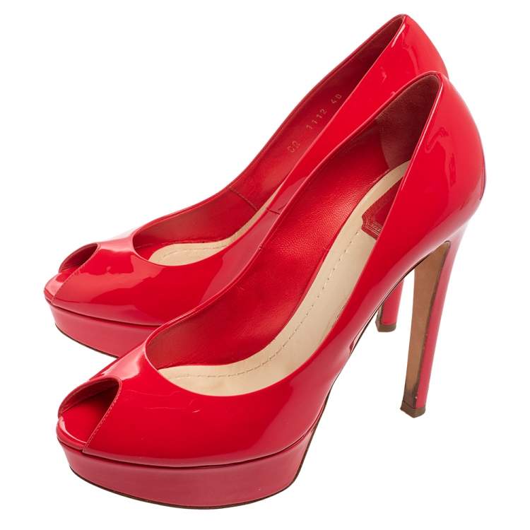 Pre Owned Dior Pink Patent Leather Peep Toe Pumps Size 40