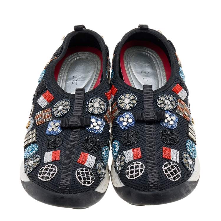 Pre Owned Dior Black Fabric Fusion Sneakers Size 38.5 