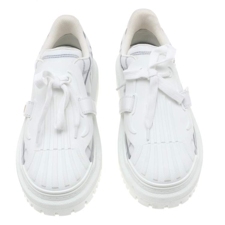 Pre Owned Dior White Rubber And Technical Mesh Dior-ID Sneakers Size 39.5