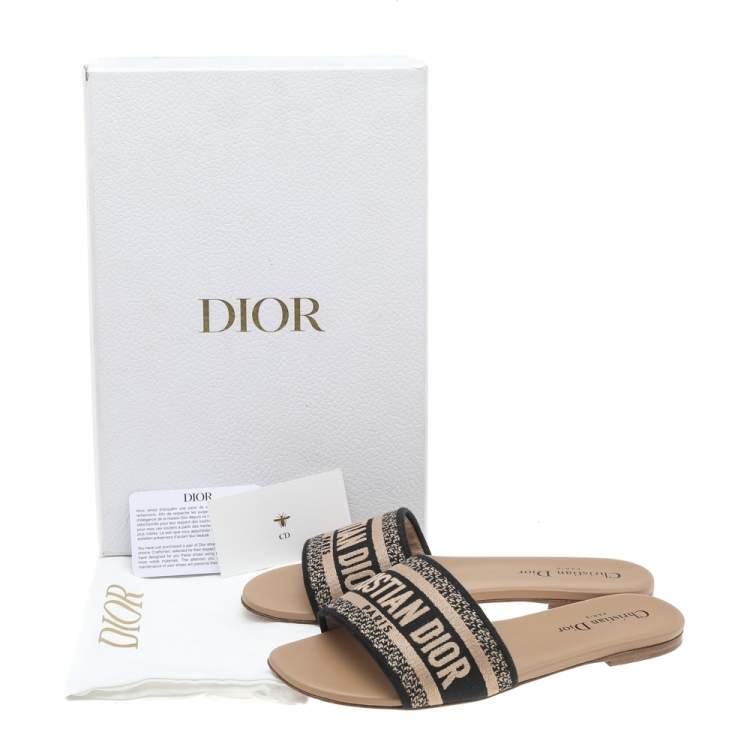 Pre Owned Dior Beige/Blue Canvas Dway Flats Size 38.5