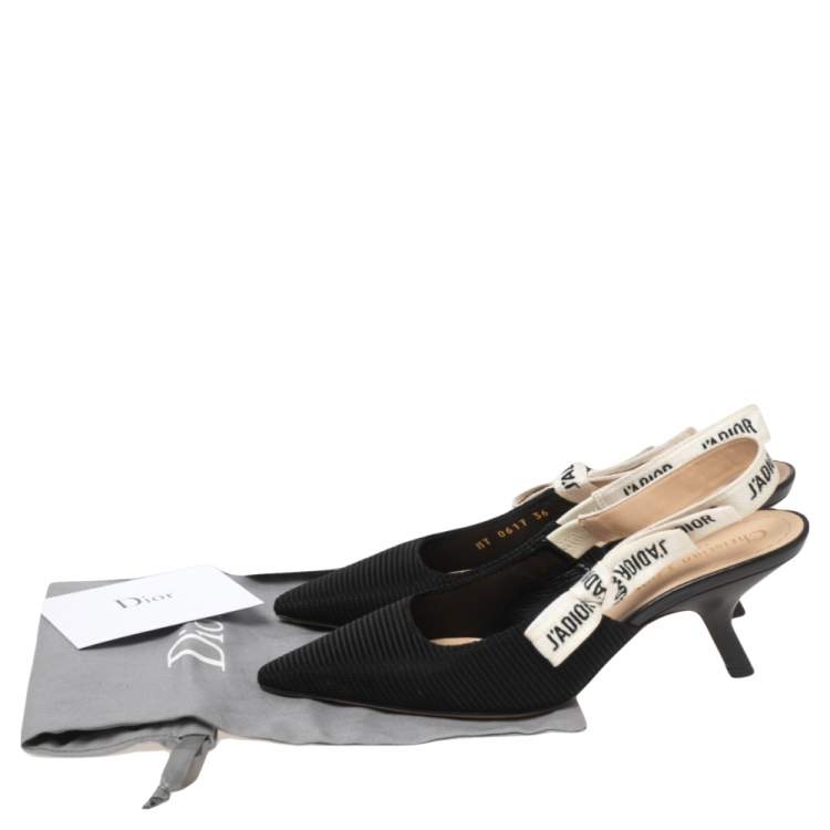 Pre Owned Dior Black Technical Fabric and Ribbon J'adior Slingback Pumps Size 36 