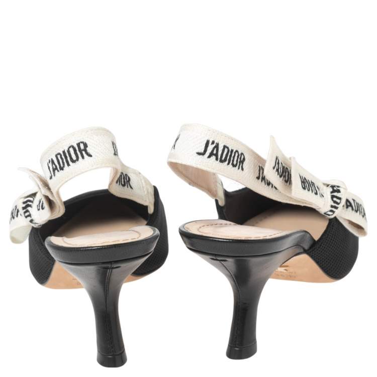 Pre Owned Dior Black Technical Fabric and Ribbon J'adior Slingback Pumps Size 36 