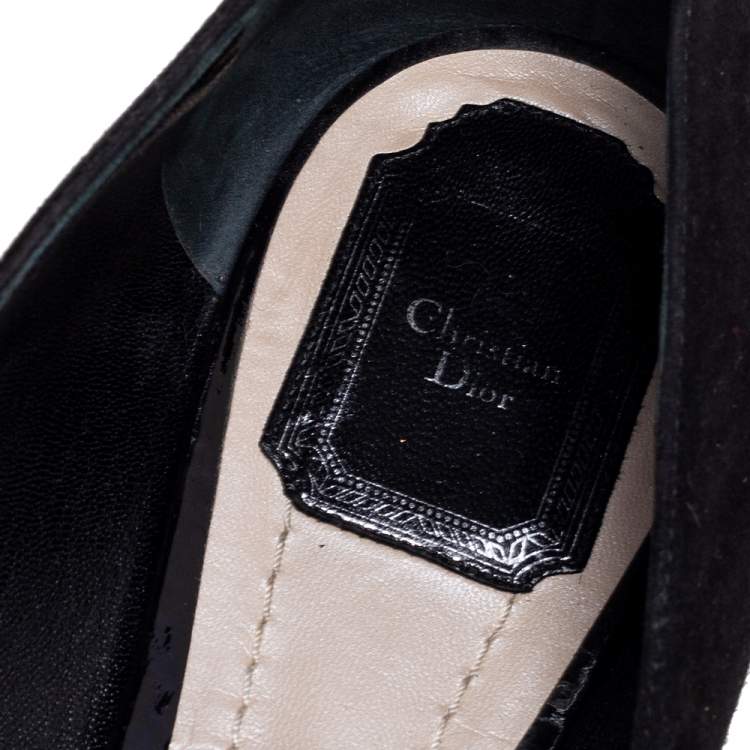 Pre Owned Dior Black Suede Embellished Pointed Toe Flats Size 40