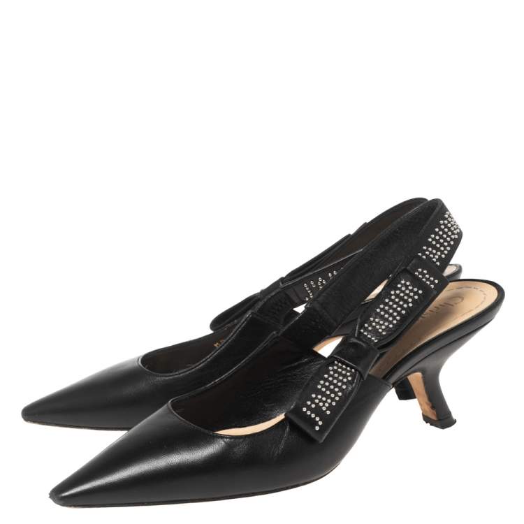 Pre Owned Dior Black Leather J'adior Slingback Sandals Size 35