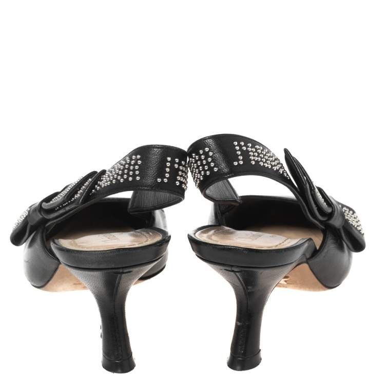 Pre Owned Dior Black Leather J'adior Slingback Sandals Size 35