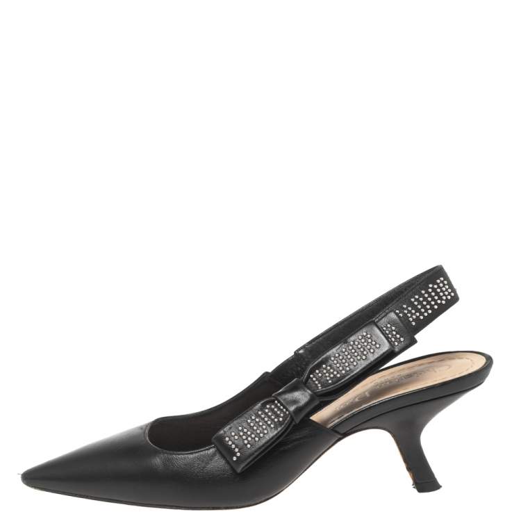Pre Owned Dior Black Leather J'adior Slingback Sandals Size 35