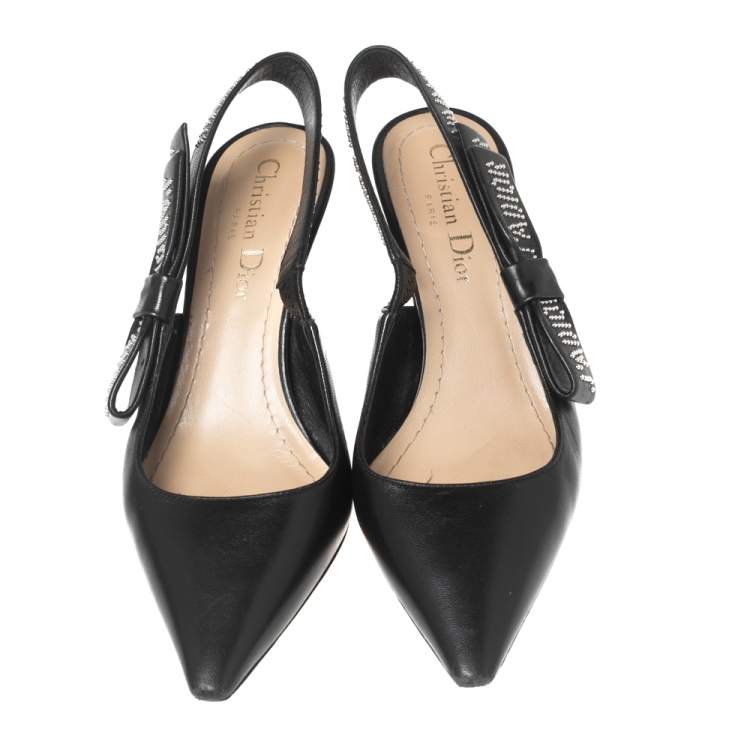 Pre Owned Dior Black Leather J'adior Slingback Sandals Size 35