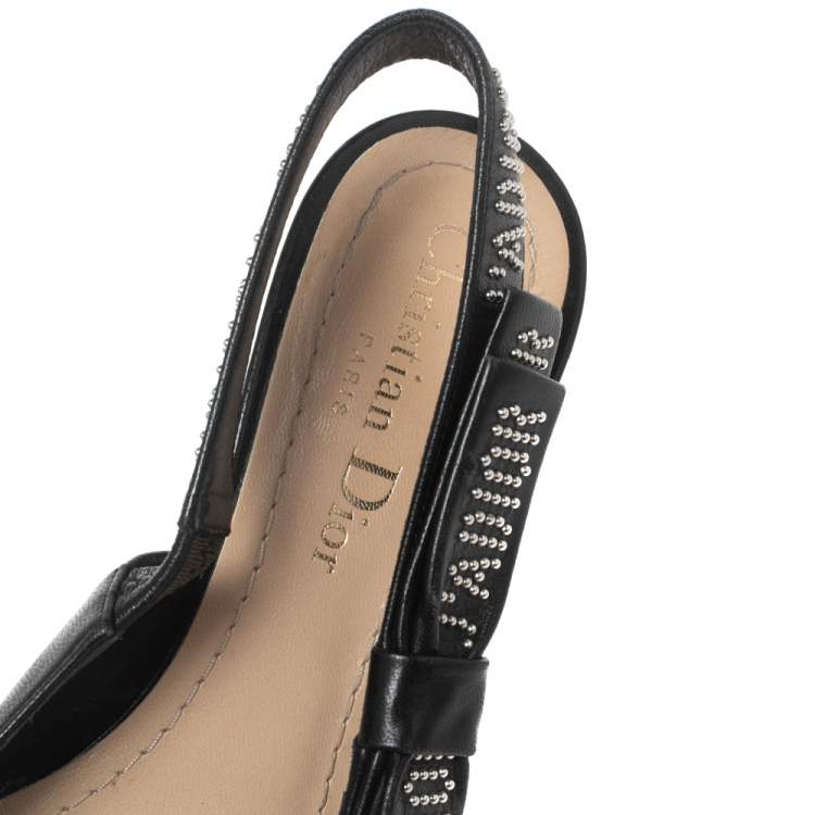 Pre Owned Dior Black Leather J'adior Slingback Sandals Size 35