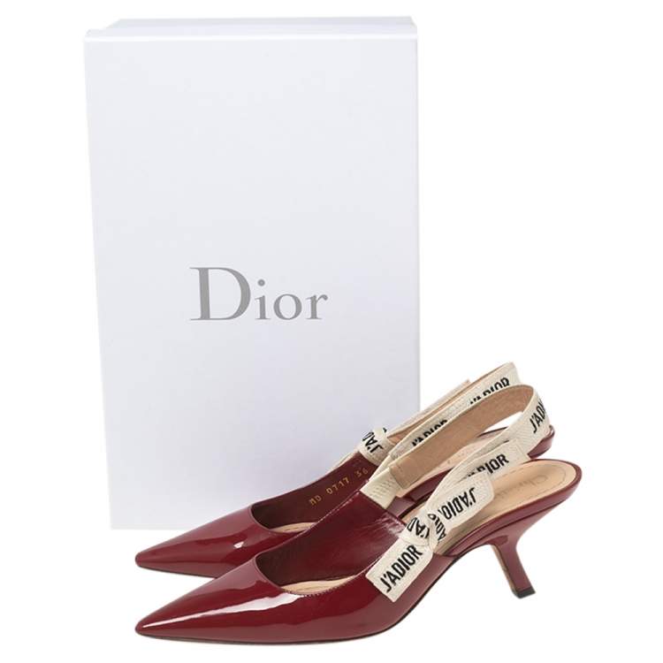 Pre Owned Dior Burgundy Patent Leather J'adior Slingback Pumps Size 36