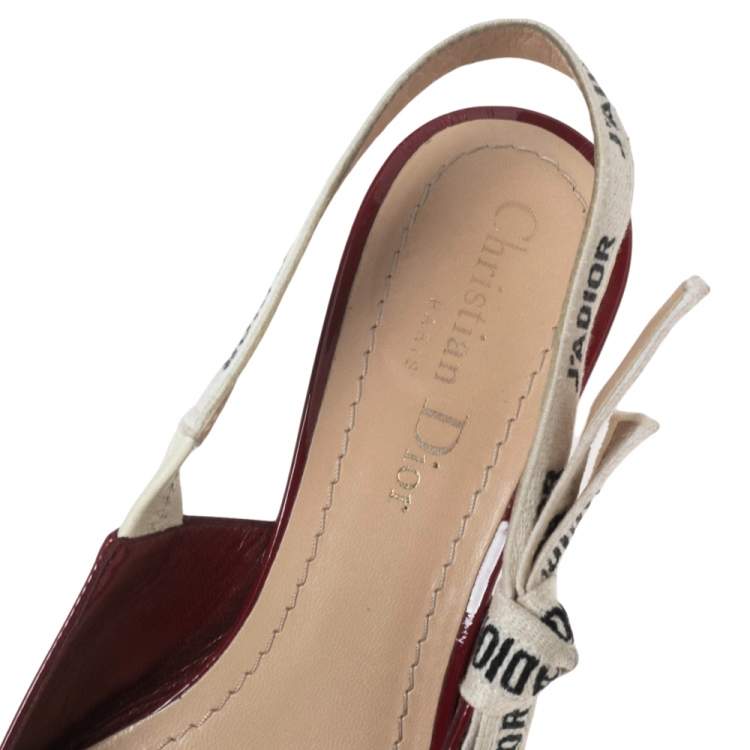 Pre Owned Dior Burgundy Patent Leather J'adior Slingback Pumps Size 36